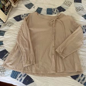 blush crinkle cotton asymmetrical blouse